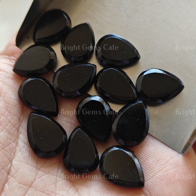 Natural Black Onyx Pear Step cut 8x12mm To 20x25mm Calibrated Loose Gemstone