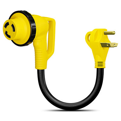 Leisure Cords RV Power Cord Adapter 30 amp Male to 30 amp twist lock 90 Degree