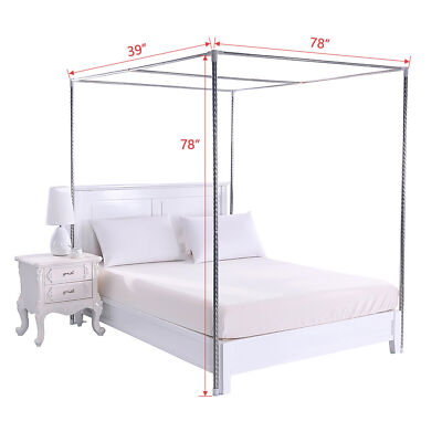 Stainless Steel Canopy Bed Frame Post Mosquito Netting Twin Full Queen King Size