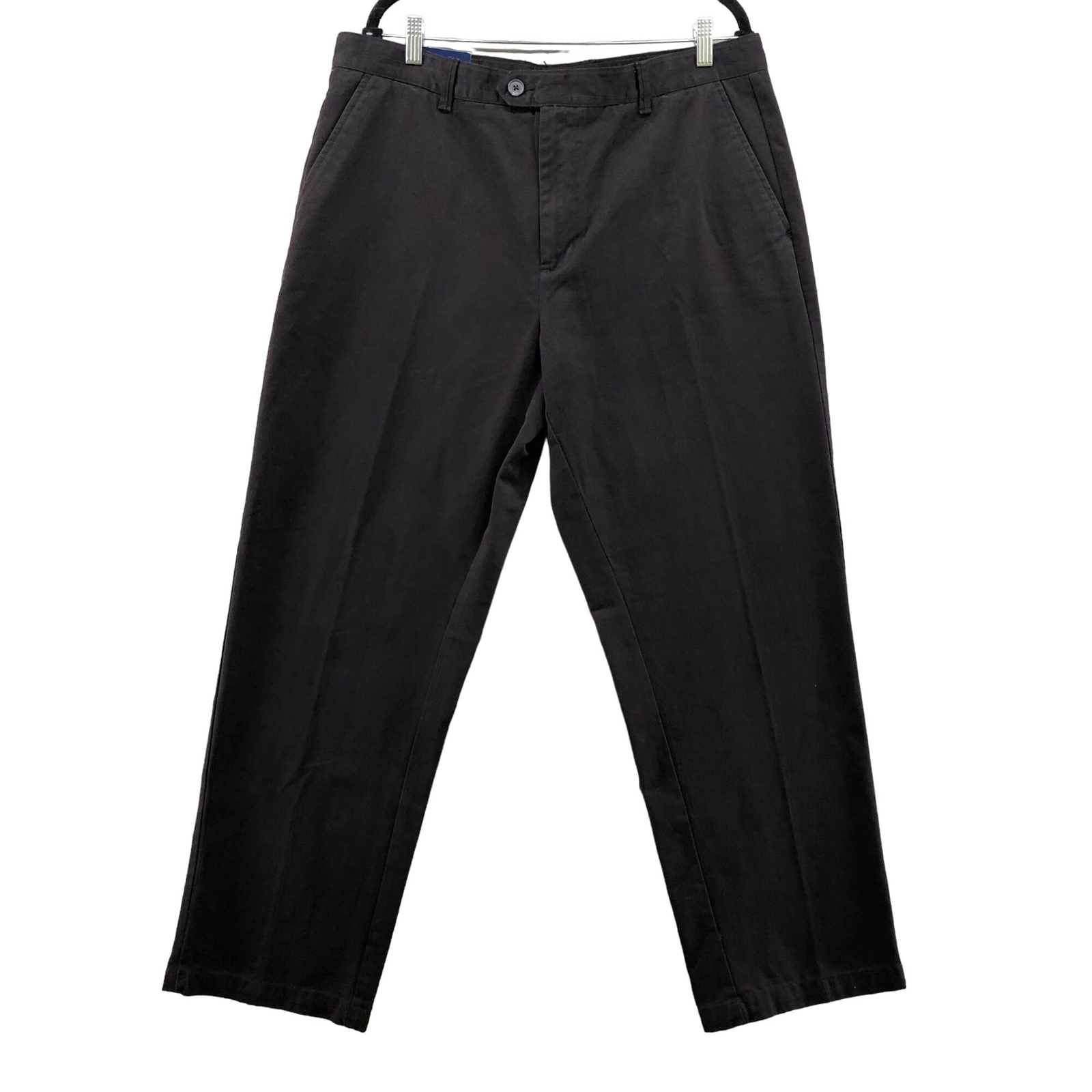 NWT Maine Bay Black Chino Pants Mens 38x32 Straight Flat
