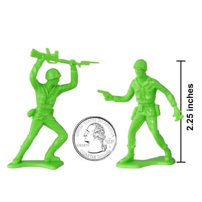 TimMee Processed Plastic Army Men 48pc LIME GREEN Tim Mee Toy Soldier Figures US