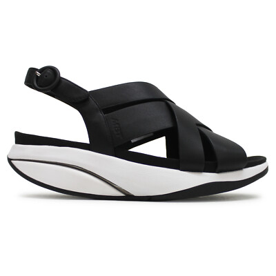 Pre-owned Mbt Womens Sandals Mugi Casual Buckle Slingback Nappa Leather In Black