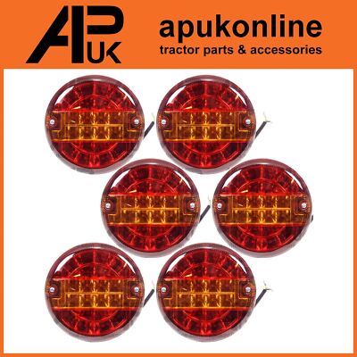 6x LED 12V Round Rear Brake Tail Lights Lamp Tractor Trailer JPM Marshall Joskin