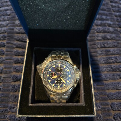 Cortebert Potez Azure Blue Watch with Inner Turning Pilot Slide Rule Bezel 