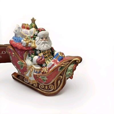 Fitz and Floyd ~ 2003 Retired SANTA'S SLEIGH Christmas Cookie Jar ~ NEW in BOX!