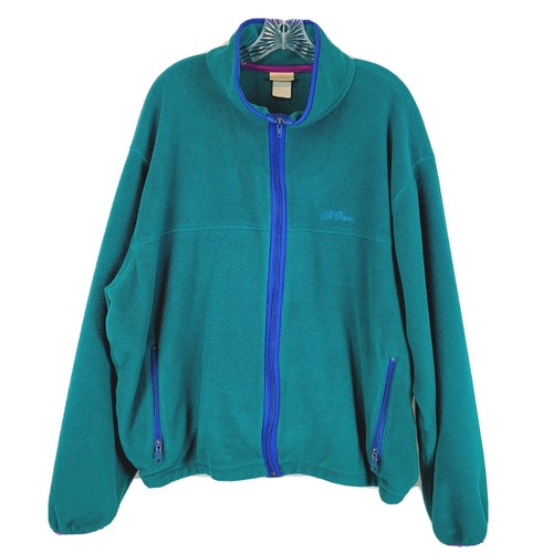 LL Bean Womens Teal Aqua Full Zip Fleece Jacket Vintage LL Bean Womens Teal Aqua Full Zip Fleece Jacket Vintage