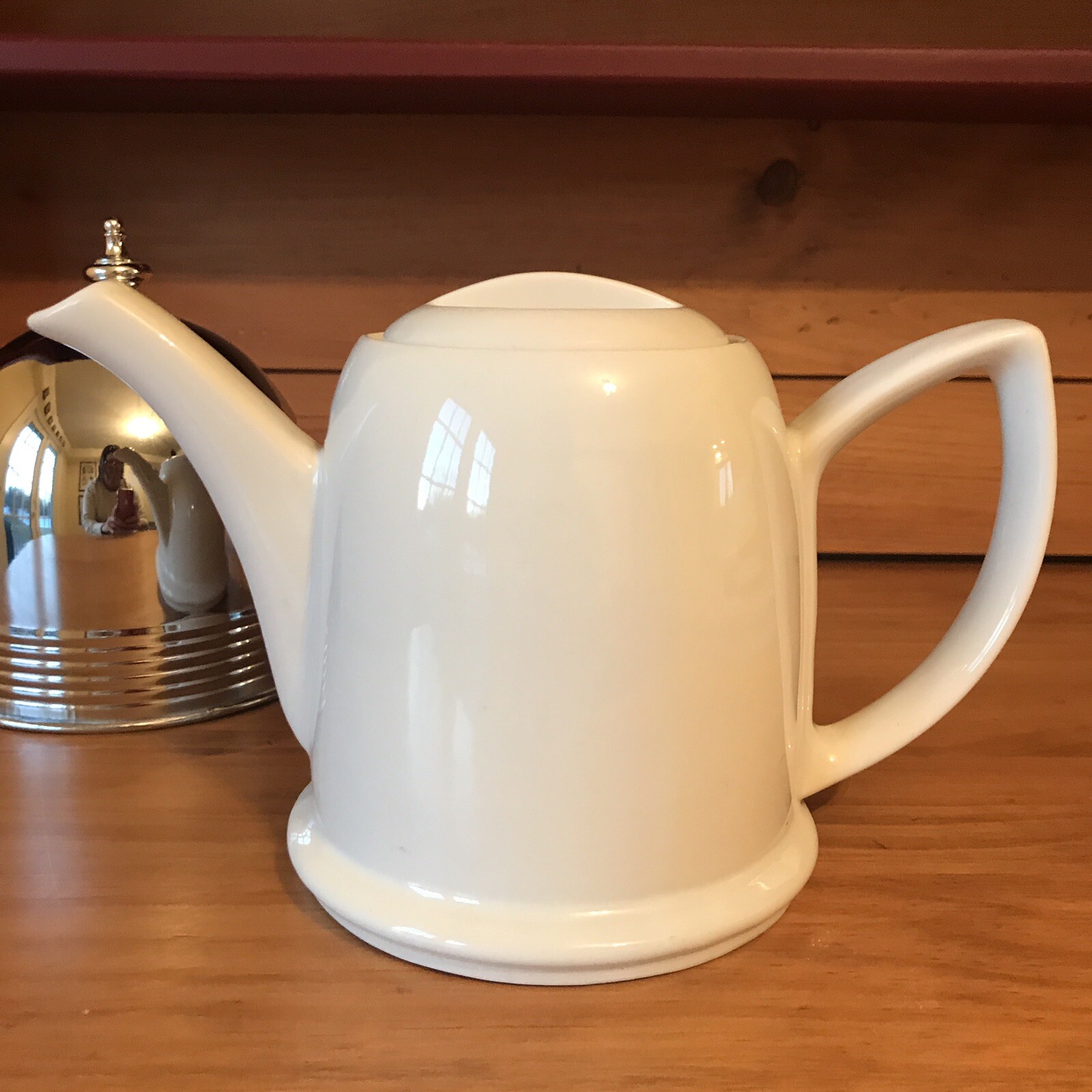 VTG.The Hall China Company Teapot w/ Chrome Insulated Cozy Cover Forman Family