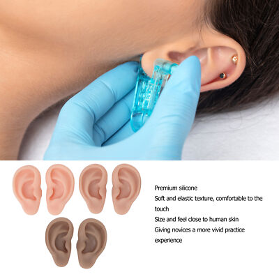 3 Pairs Silicone Ear Model Soft Fake Ears Ear Piercing Practice For Cosmetol DEK
