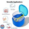 EZEELAI Denture Cleaning Case Dental Retainer Container Soaking Cup with Brush, Denture Storage Bath Box Case Cup Mouthguard Storage Holder Travel - Leak Proof with Lid Waterproof - Blue