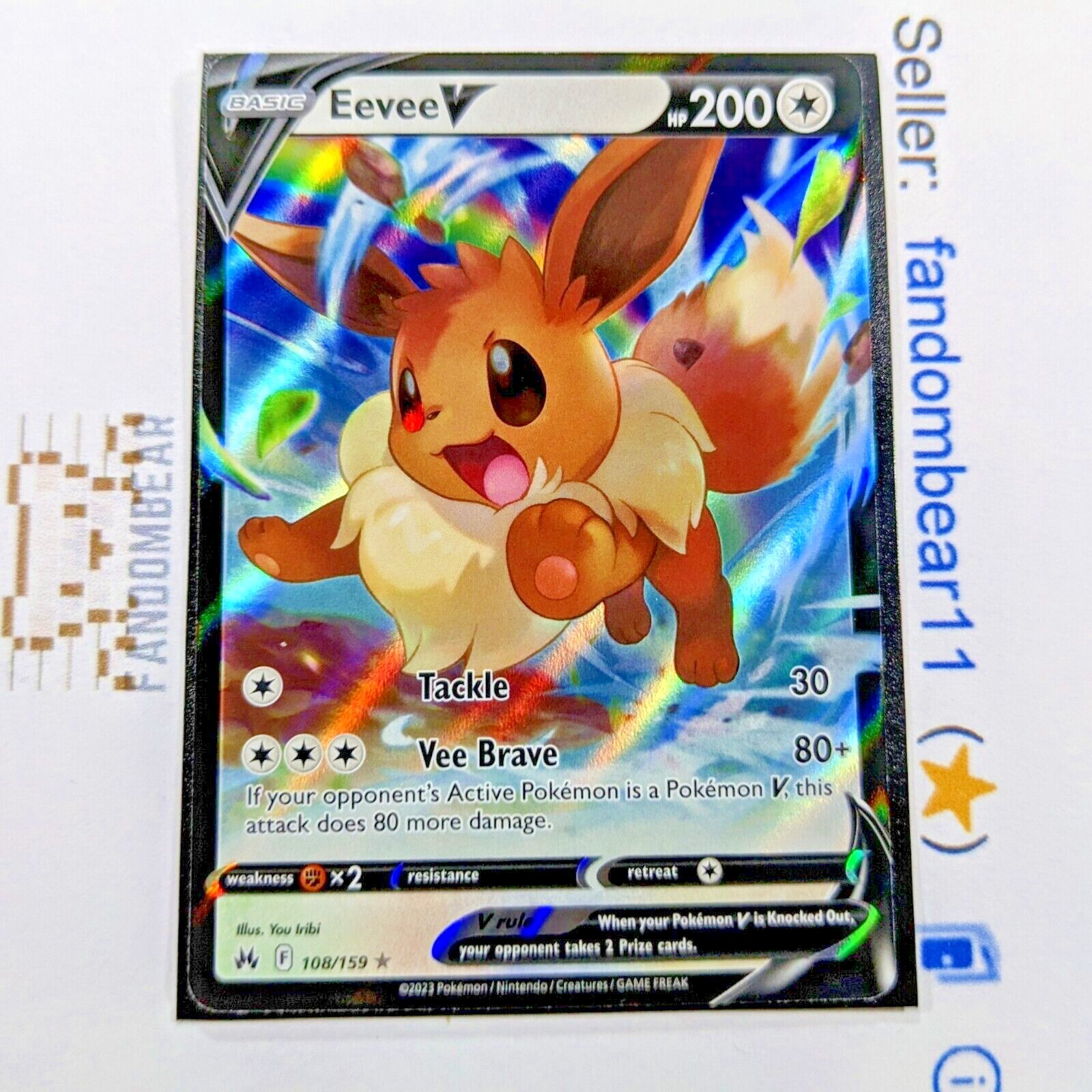 Eevee V Ultra Rare card 108/159 Sword & Shield Crown Zenith