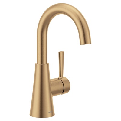 Moen Ronan Bronzed Gold One-Handle Single Hole Modern Bathroom Sink Faucet with