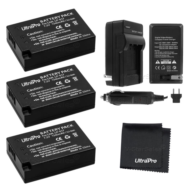 3x Lp-e17 Replacement Battery And Ac/dc Charger For Canon M5 T6i T6s T7i 77d