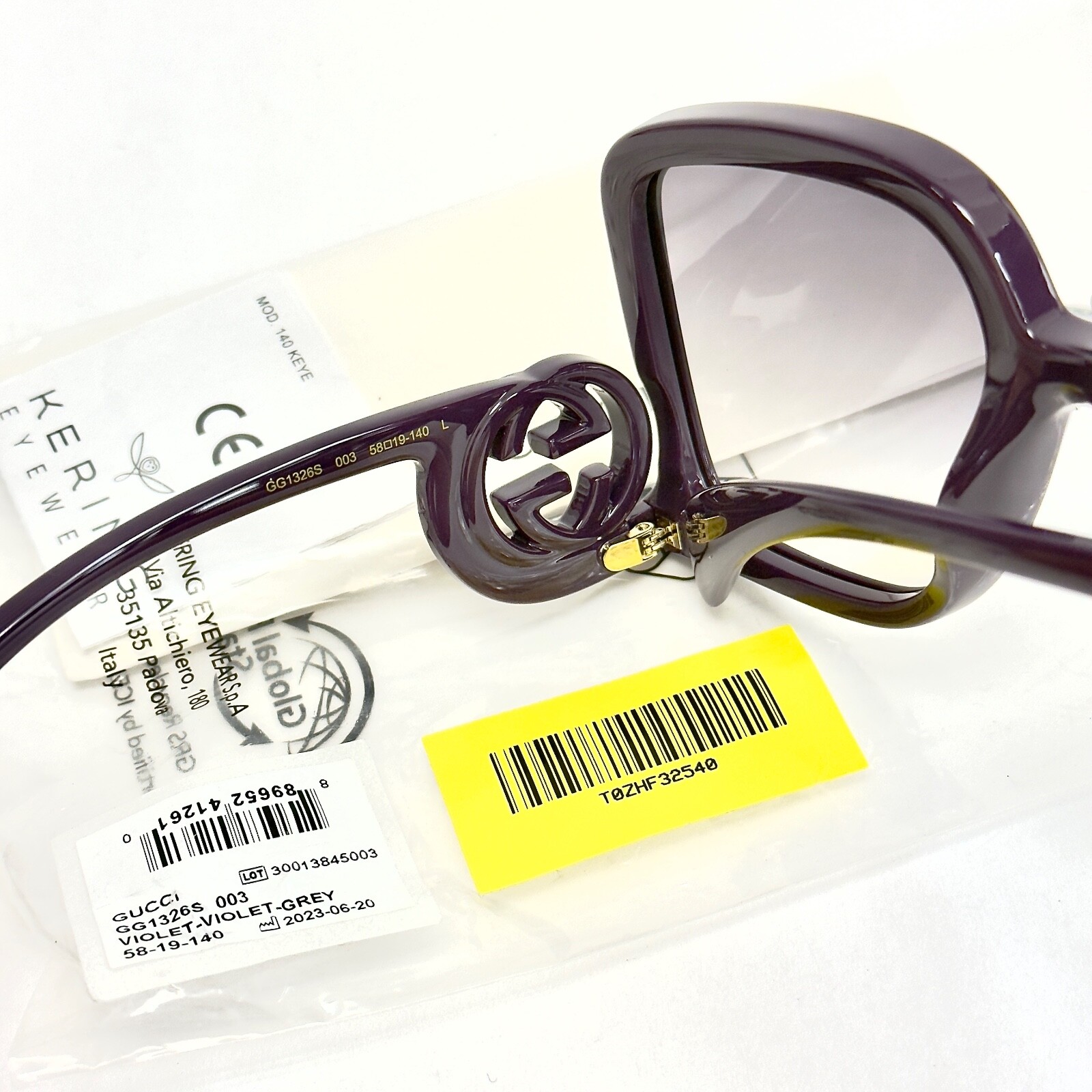 Pre-owned Gucci 1326 Violet Purple Gg Logo 003 Fashion Oversized Runway Sunglasses Gg1326s In Gray