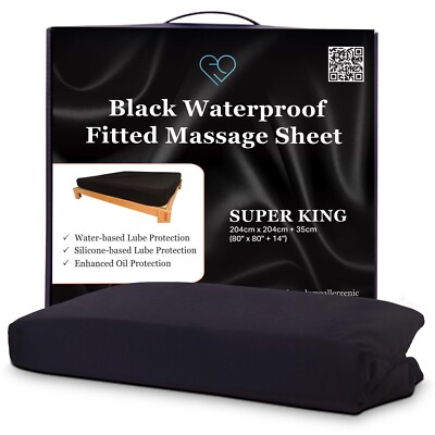 Eroticgel SUPER KING Black Waterproof Fitted Massage Sheet for Nuru 204x204cm
