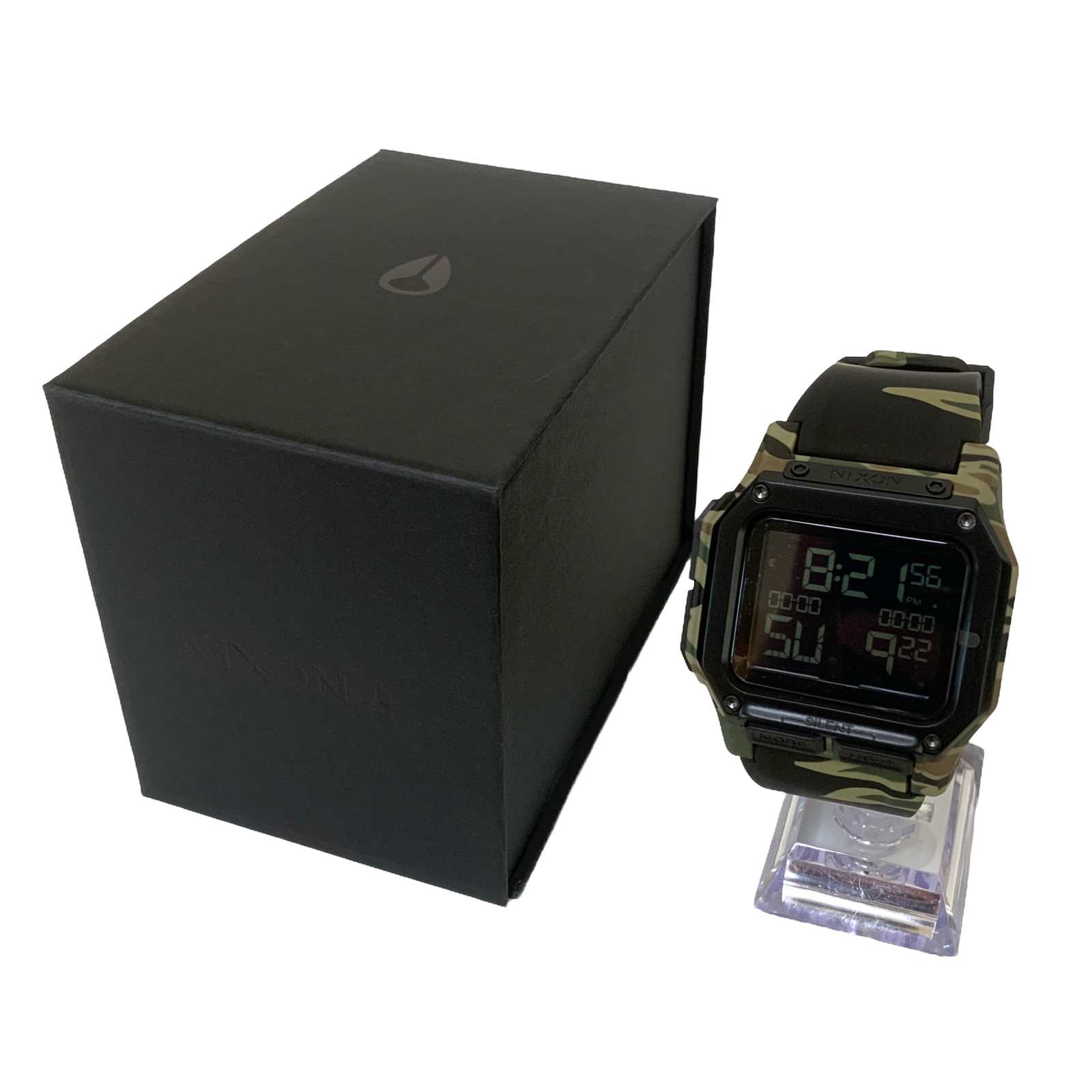 Pre-owned Nixon Regulus Men's Digital Watch Qz Military Camouflage Resin Silicone Band