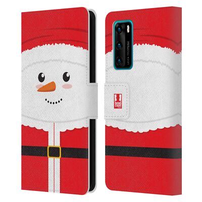 HEAD CASE DESIGNS MR. SNOWMAN LEATHER BOOK WALLET CASE COVER FOR HUAWEI PHONES 4