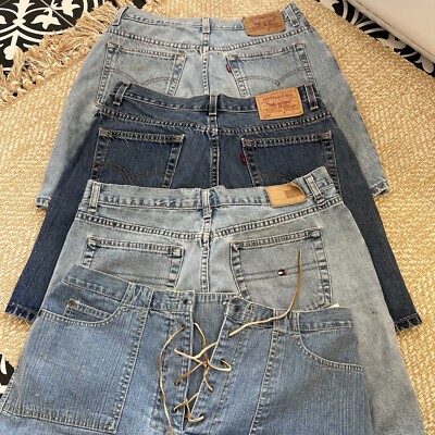Lot Of 4 Vintage Denim Jean Shorts Levi Tommy Hilfiger Gloria Vanderbilt Size 14