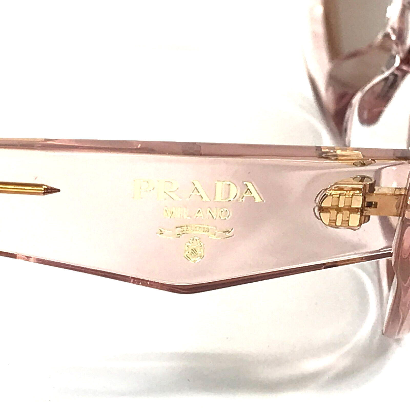 Pre-owned Prada Sunglasses Spr26z-f 19q-10d Transparent Pink Cat Eye Frames W Brown Lenses