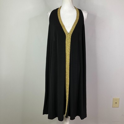 ASOS Dress Women Size 16 Black Yellow Gold Trim Sleeveless