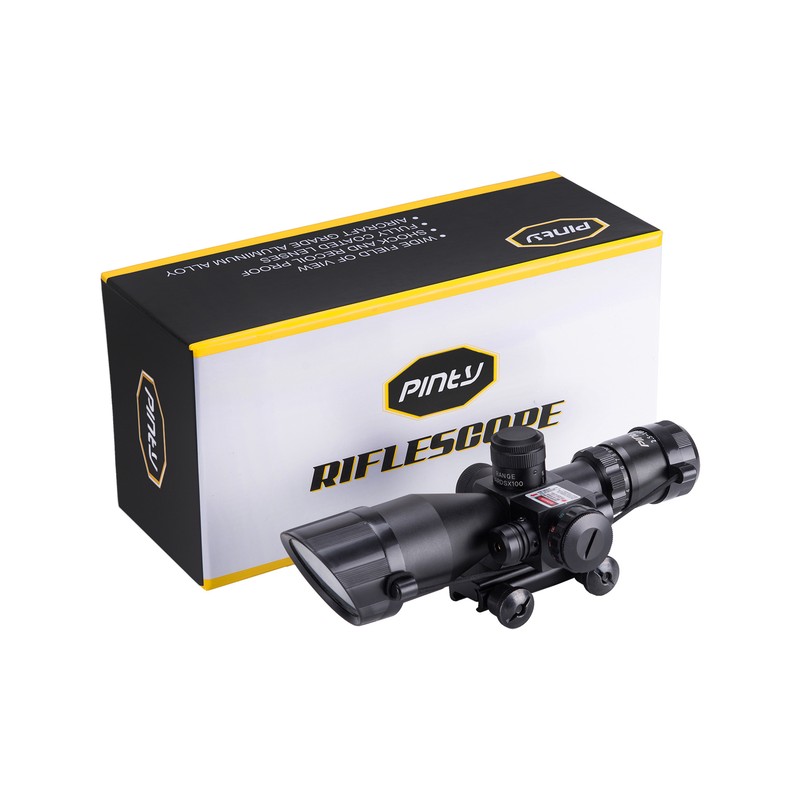 Pinty 2.510x40 EG Tactical Rifle Scope Red Laser Dual illuminated Mil