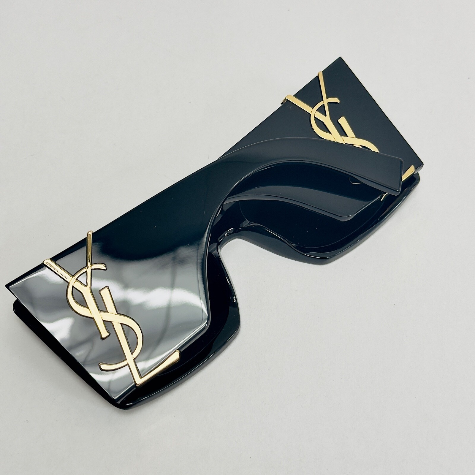 Pre-owned Saint Laurent Blaze Ysl Slm119 001 Black Bold Cassandre Logo Sunglass 119 M119 In Gray