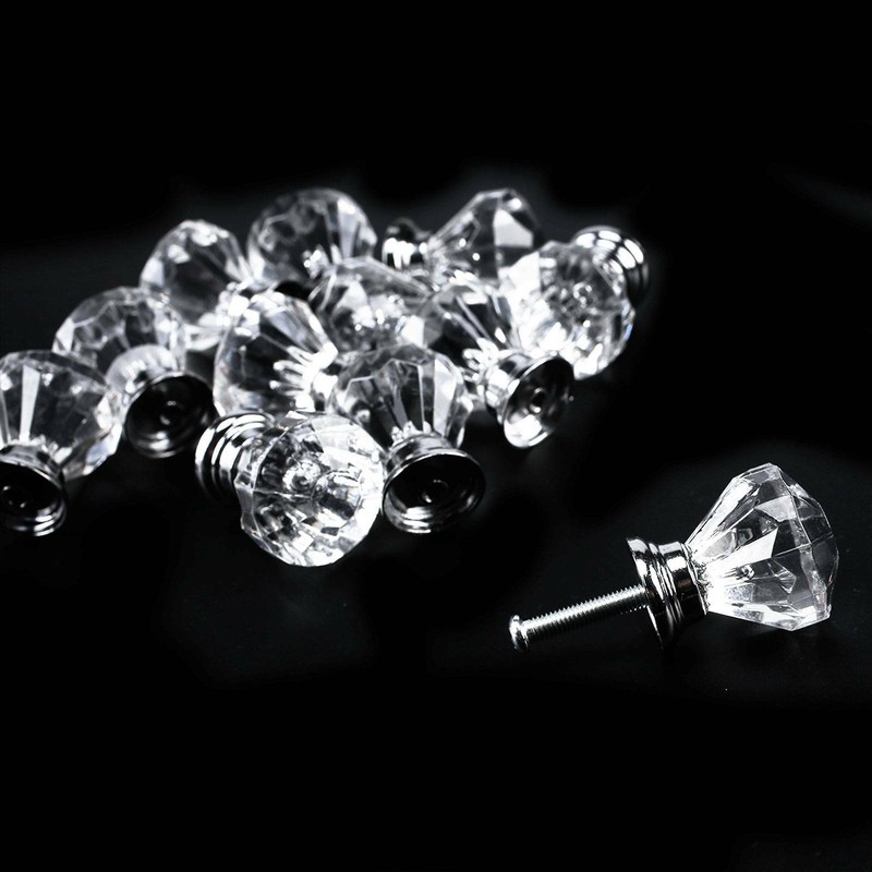 12 Stk. Möbelknöpfe Kristall Glas Möbelgriffe Schrankknopf Möbelknäuf