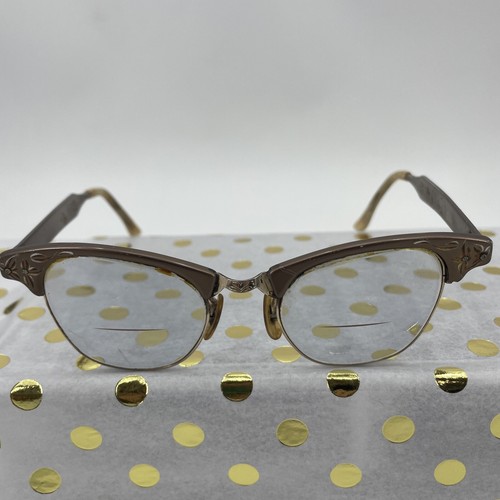 ArtCraft Cat-Eye Eyeglasses sunglasses FRAMES RARE VINTAGE METAL Artcraft Vintage Brown Gold Cat Eye Eyeglasses Frames 42-22  main image 2