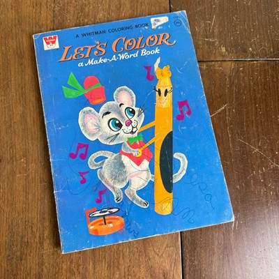 Vintage 1967 Whitman Let's Color Make-A-Word Children's Coloring Book USED