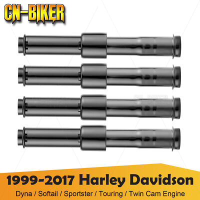 Gloss Black Pushrod Tube Cover Kit For 1999-2017 Harley Dyna Softail Sportster 