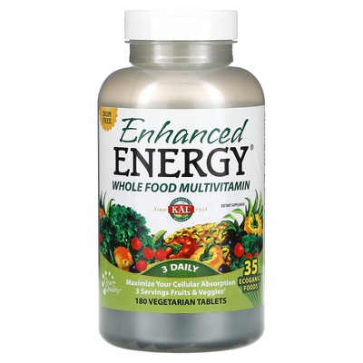 Enhanced Energy, Мультивитамины из цельных продуктов, без железа, 180 вегетарианских таблеток