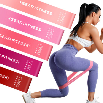 Resistance Bands Loop Set of 5 Exercise Workout Therapy Fitness Yoga Booty Band