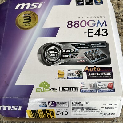 MSI 880 GM-E43 Motherboard. New In Box