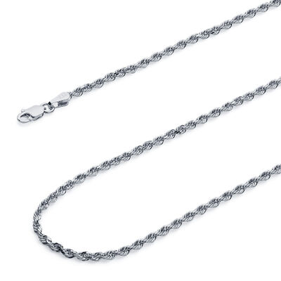 Pre-owned Wellingsale 14k White Gold Solid 2.5mm Solid Rope Chain Necklace