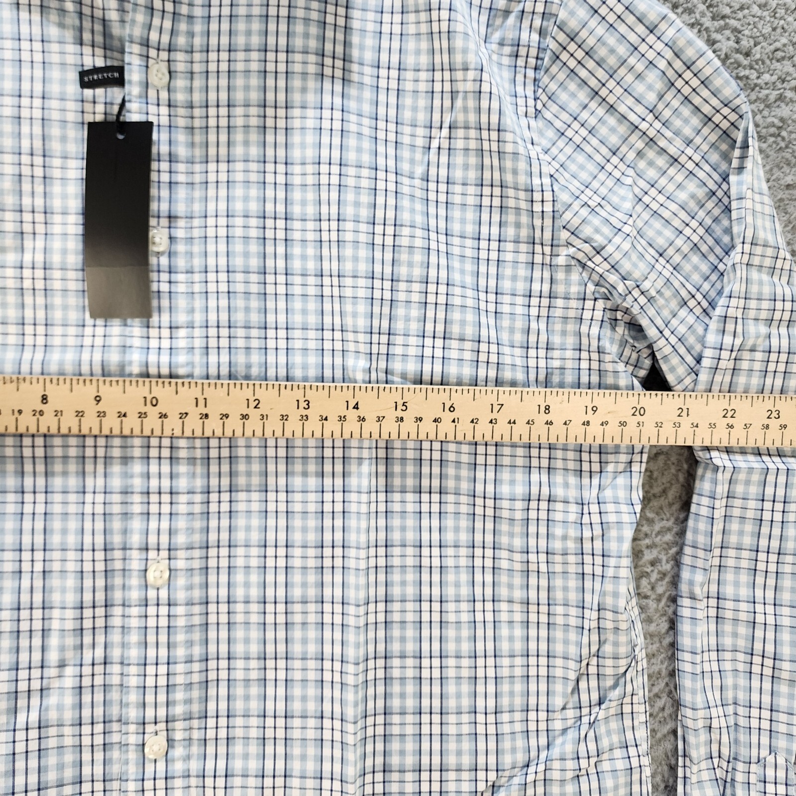 The Men's Store Classic Plaid Button Up Shirt Men's L Slate Blue Collared L/S - Picture 6 of 11
