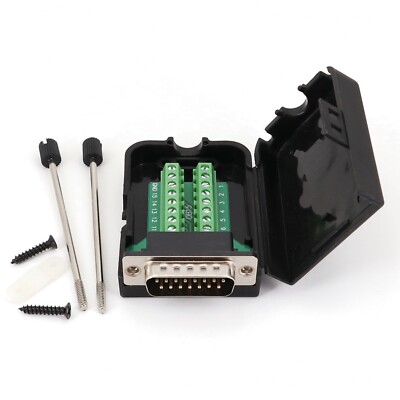 D-SUB DB15 Male 2 Row 15Pin Plug Breakout Terminals Solderless Connector Screw