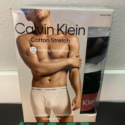 Calvin Klein 3-Pack Black Cotton Stretch Boxer Brief Classic Underwear G-W-R XL