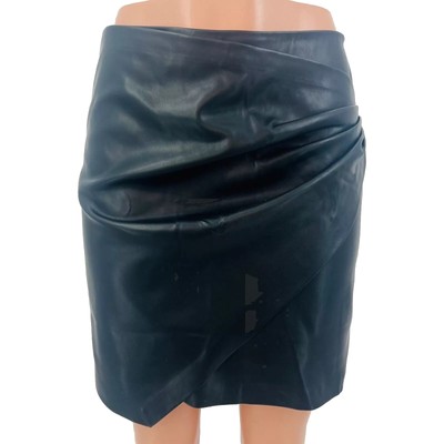 MNG by MANGO Vegan Leather Black Mini Skirt