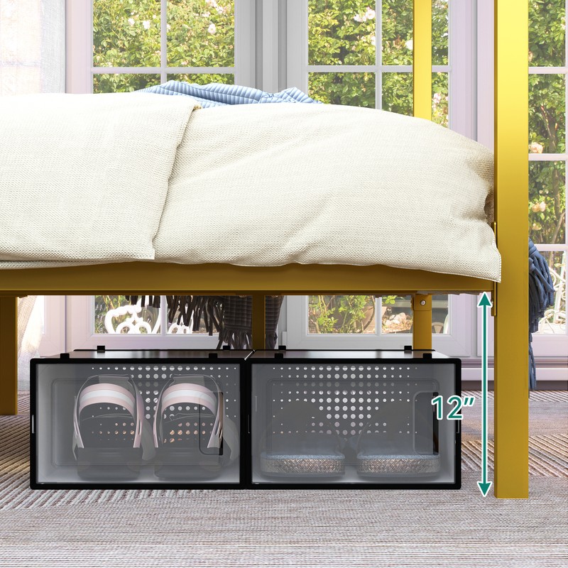 King Size Metal Four Poster Canopy Bed Frame 14 Inch Platform King  Bed Frame