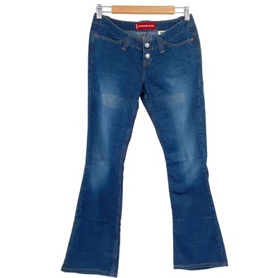Vintage Levi's 520 Too Super low stretch flare jeans size juniors 7 dark wash