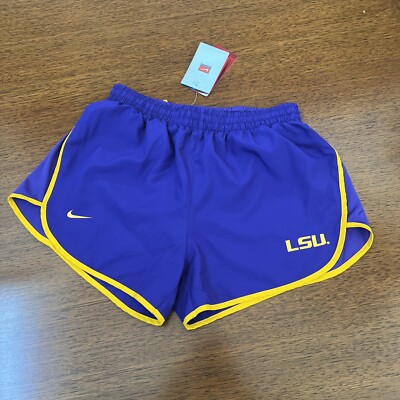 Nike Fit Dry LSU Tempo Shorts Sz M 8-10 Women's Purple Yellow New Rare 2008
