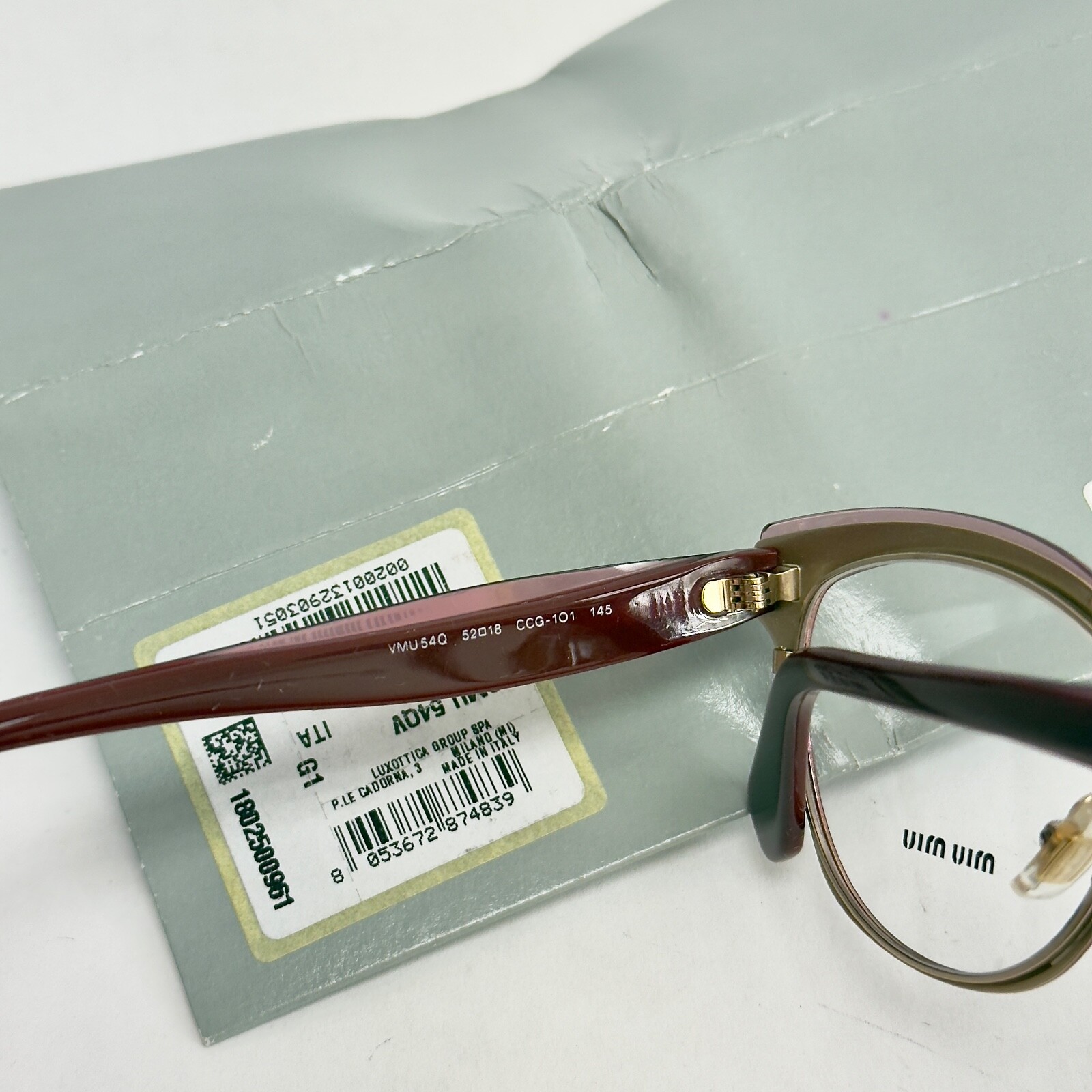 Pre-owned Miu Miu Rasoir 54q Gold Layers Red Pink 52mm Eyeglasses Optical Frame Mu54qv In Demo Lens