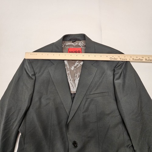 Pre-owned Hugo Boss Men's 36r Jacket 30r Pants Modern-fit Super Flex Suit Dark Green Wool