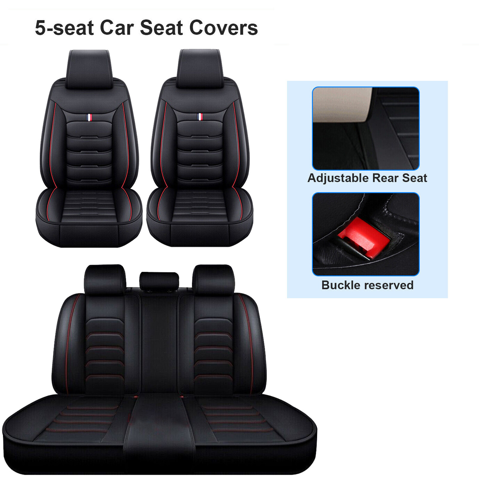 For Honda Accord Civic CR-V HR-V Leather Car Seat Covers 5-Seat Full Set Cushion