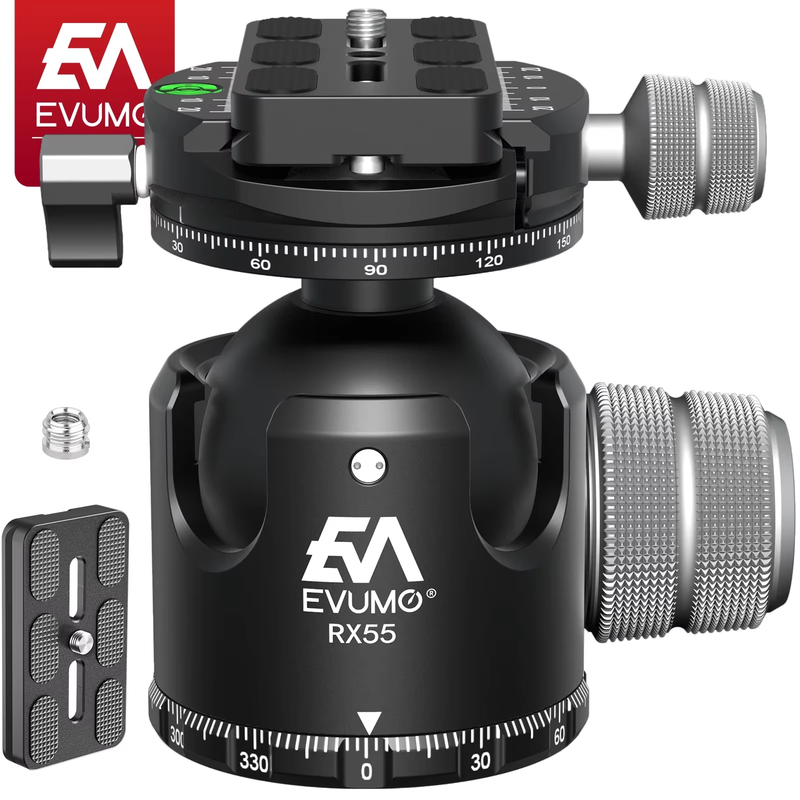 RX55 Low Center Gravity Tripod Ballhead Double Panoramic 55mm Ball Head add Quic