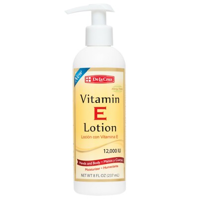 De La Cruz Vitamin E Lotion 12,000 IU, 8 OZ / Made in USA,  Exp. Mar. 2026