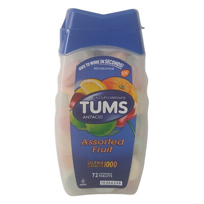 Tums Ultra 1000 MG Antazidum, Verschiedene Früchte, 72 Tabletten, Eu Verkäufer