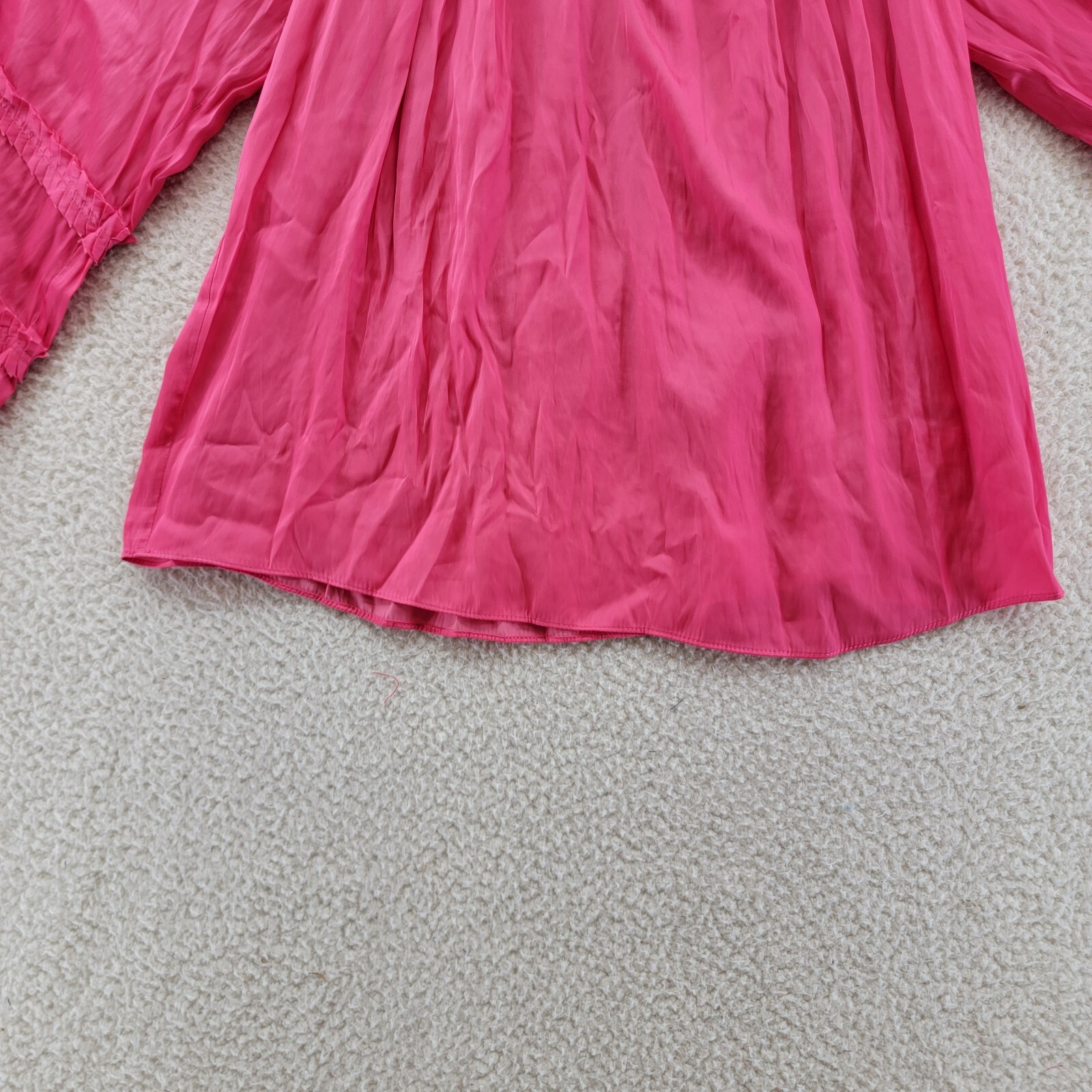Ramy Brook Maty Balloon Sleeve Top Women's S Bright Pink V-Neck w/ Tie Pullover~ - Picture 3 of 12