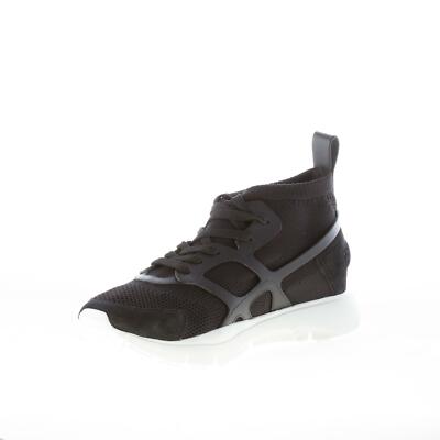 Pre-owned Valentino Garavani Valentino Men Shoes Black Stretch Fabric And Leather Sound High Sneaker Py0s0a57