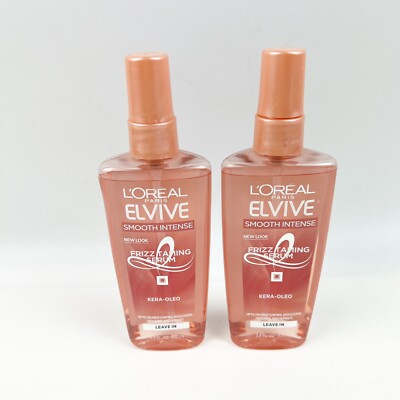 TWO L'oreal Elvive Smooth Intense Frizz Taming Serum Kera Oleo Loreal 3.4 oz ea