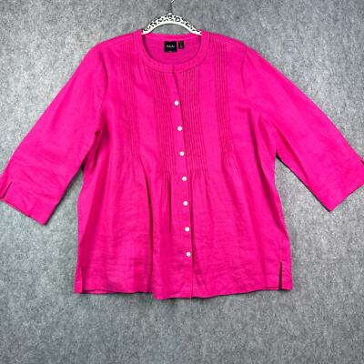 Rafaella Womens PL Fuschia 100% Linen Tunic Blouse